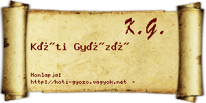 Kóti Győző névjegykártya